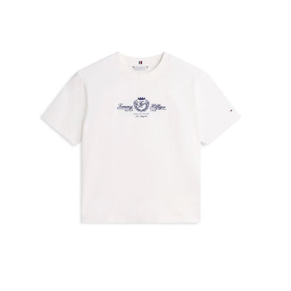 Ecru - Front - Tommy Hilfiger Womens-Ladies Embroidered T-Shirt