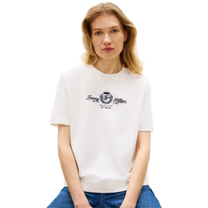 Ecru - Side - Tommy Hilfiger Womens-Ladies Embroidered T-Shirt