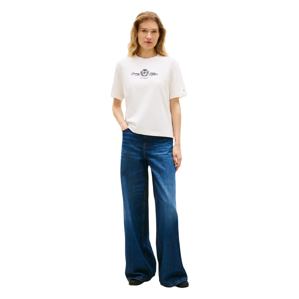 Ecru - Lifestyle - Tommy Hilfiger Womens-Ladies Embroidered T-Shirt