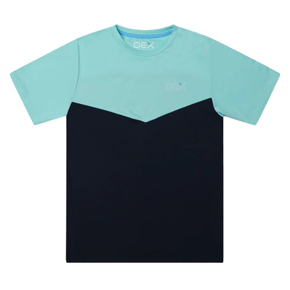 Aqua Blue-Navy - Front - OEX Childrens-Kids Flynn T-Shirt