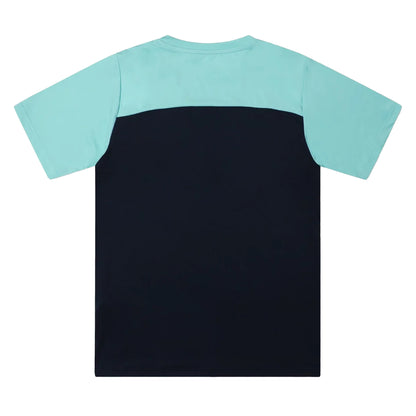Aqua Blue-Navy - Back - OEX Childrens-Kids Flynn T-Shirt