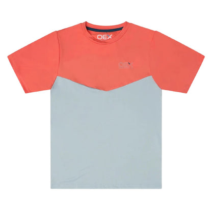 Coral-Light Grey - Front - OEX Childrens-Kids Flynn T-Shirt
