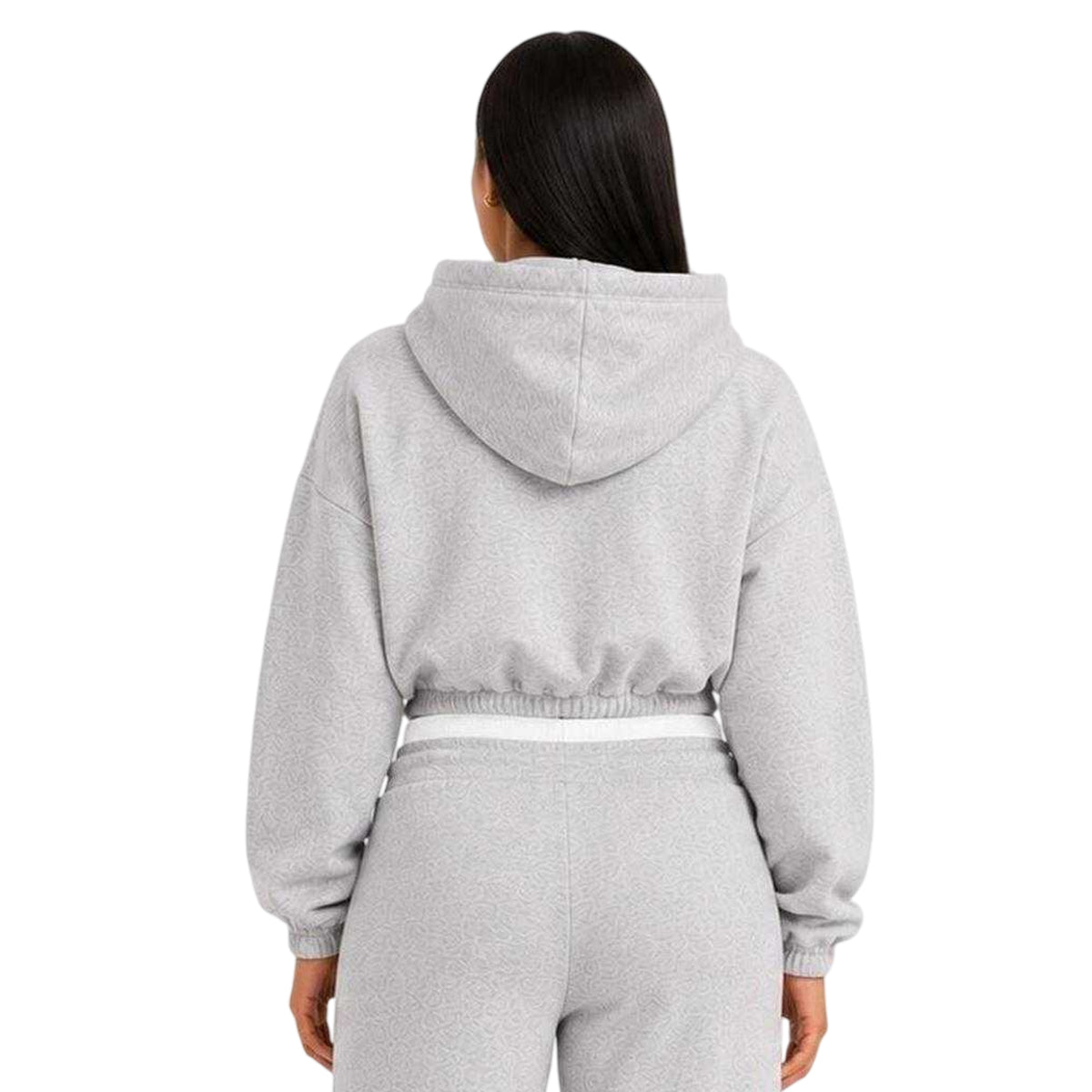 Grey Marl - Back - I Saw It First Womens-Ladies Contrast Waistband Hoodie