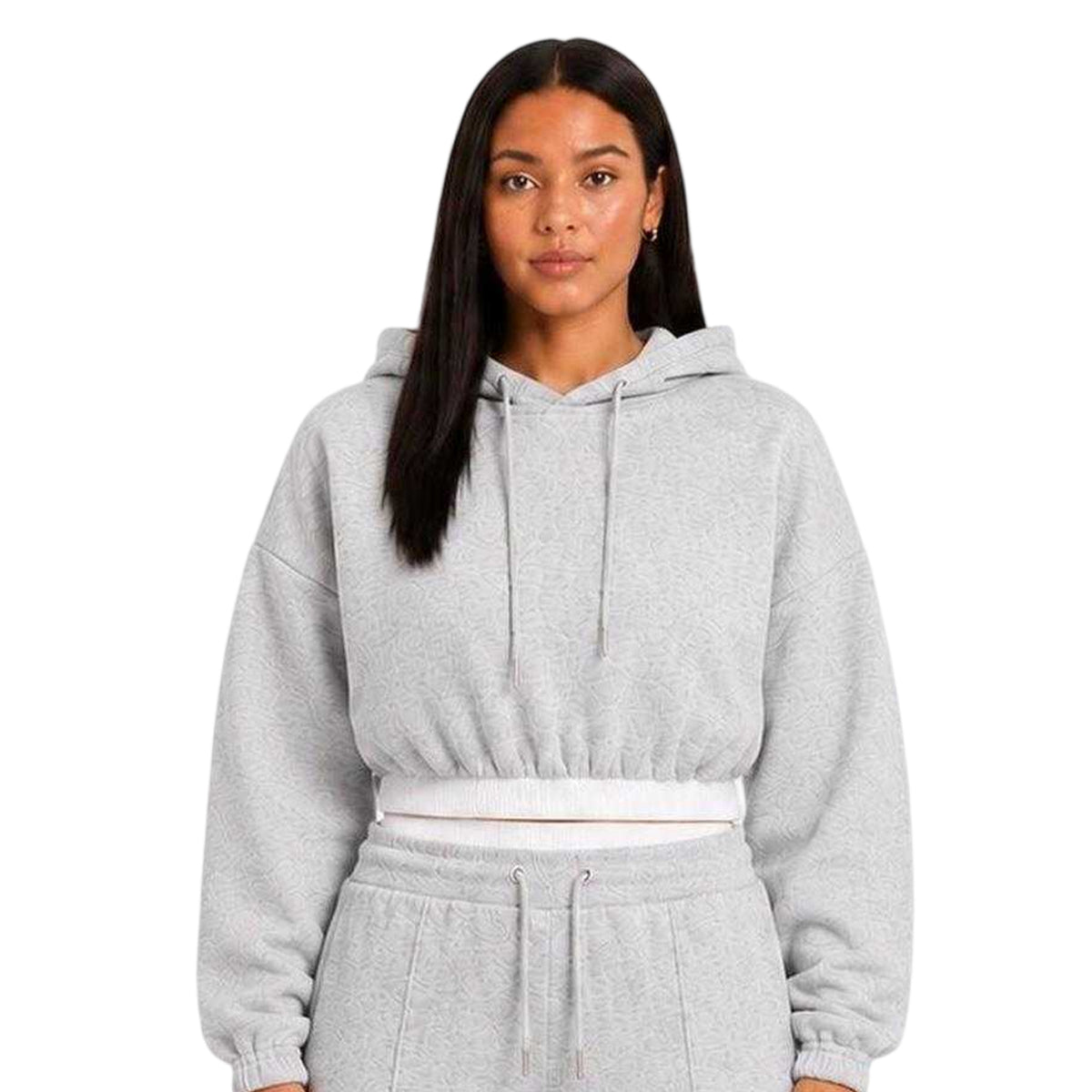 Grey Marl - Front - I Saw It First Womens-Ladies Contrast Waistband Hoodie
