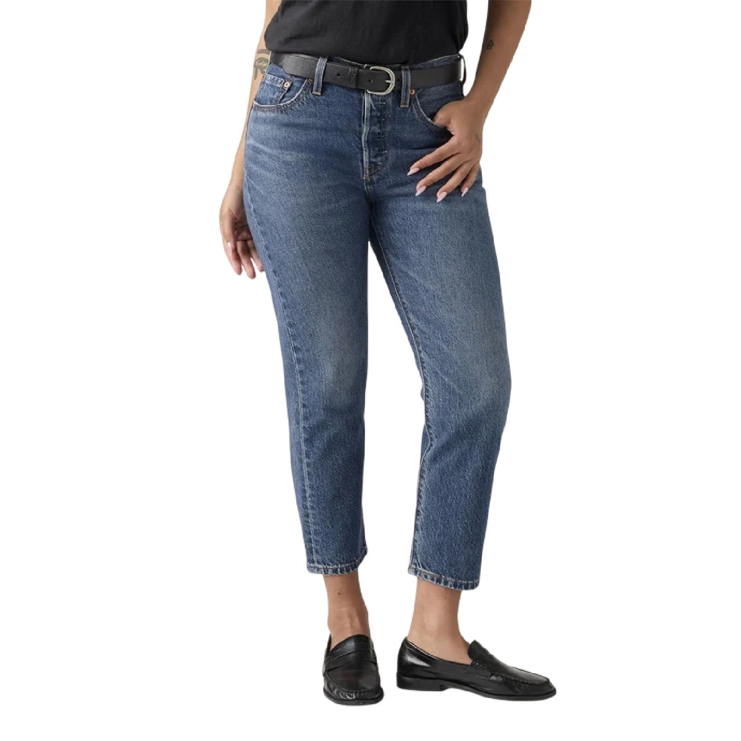 Energy Refresh - Side - Levis Womens-Ladies 501 Lightweight Cropped Straight Leg Jeans