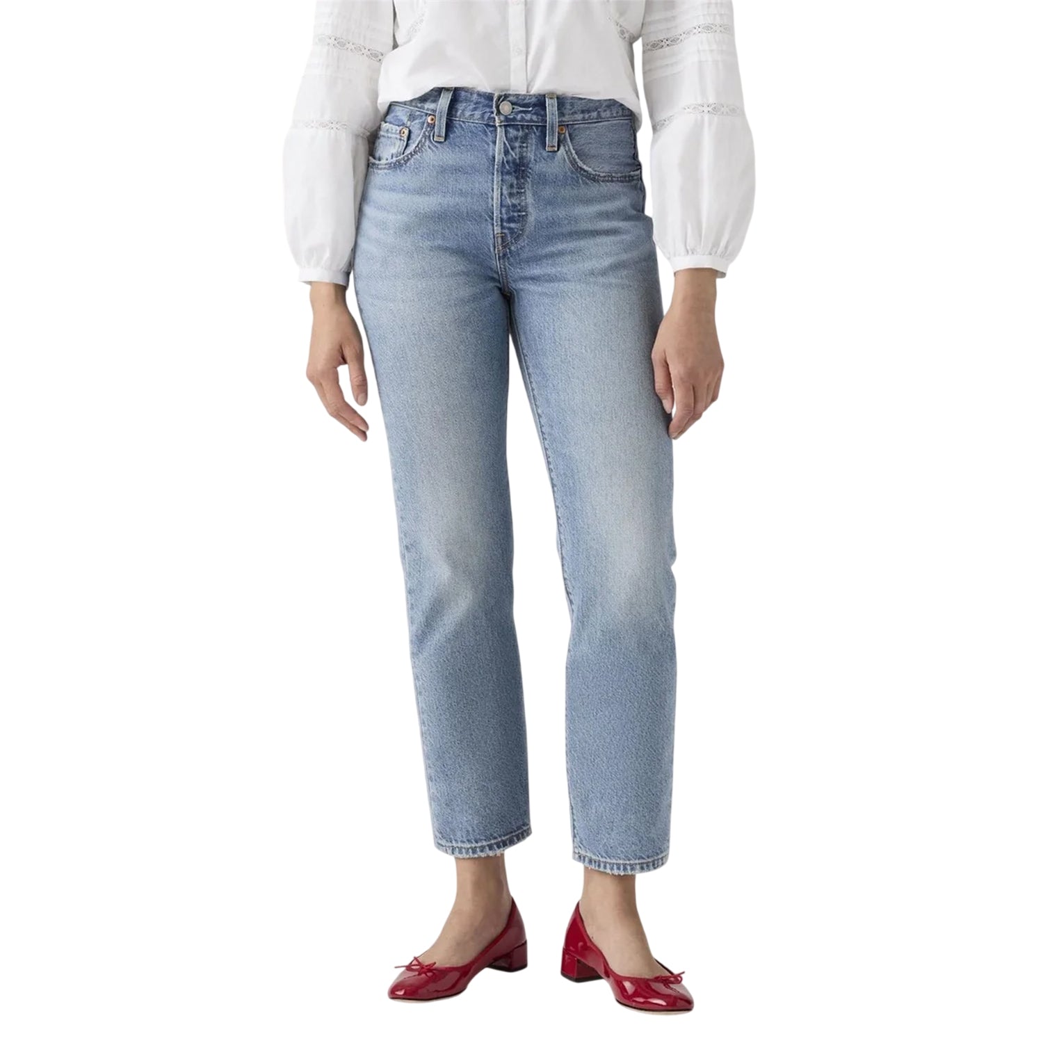 Fun Flare Lb - Side - Levis Womens-Ladies 501 Lightweight Cropped Straight Leg Jeans