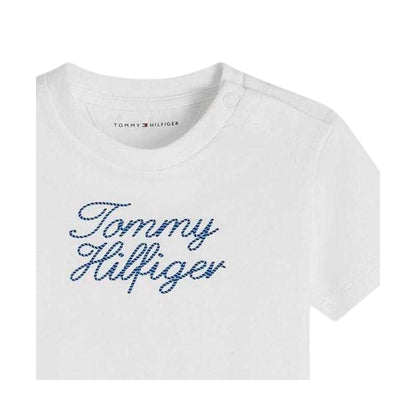 White - Side - Tommy Hilfiger Childrens-Kids Rope Detail T-Shirt