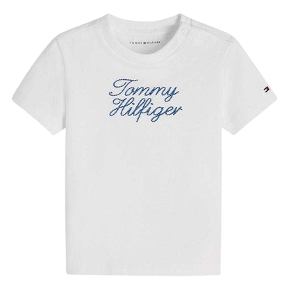 White - Front - Tommy Hilfiger Childrens-Kids Rope Detail T-Shirt