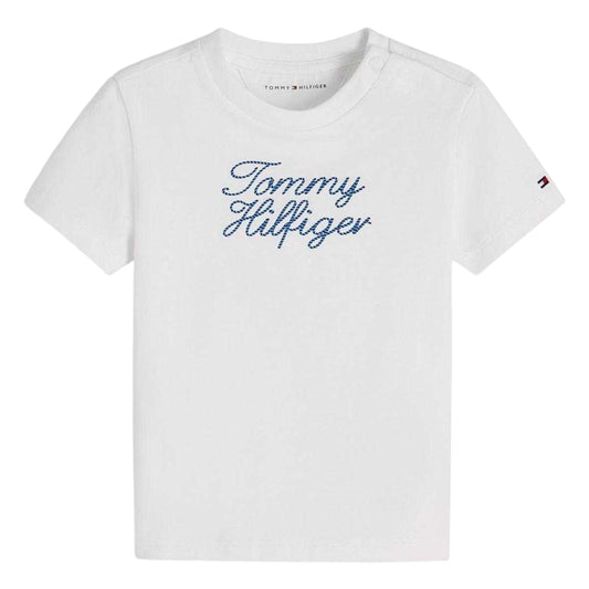 White - Front - Tommy Hilfiger Childrens-Kids Rope Detail T-Shirt