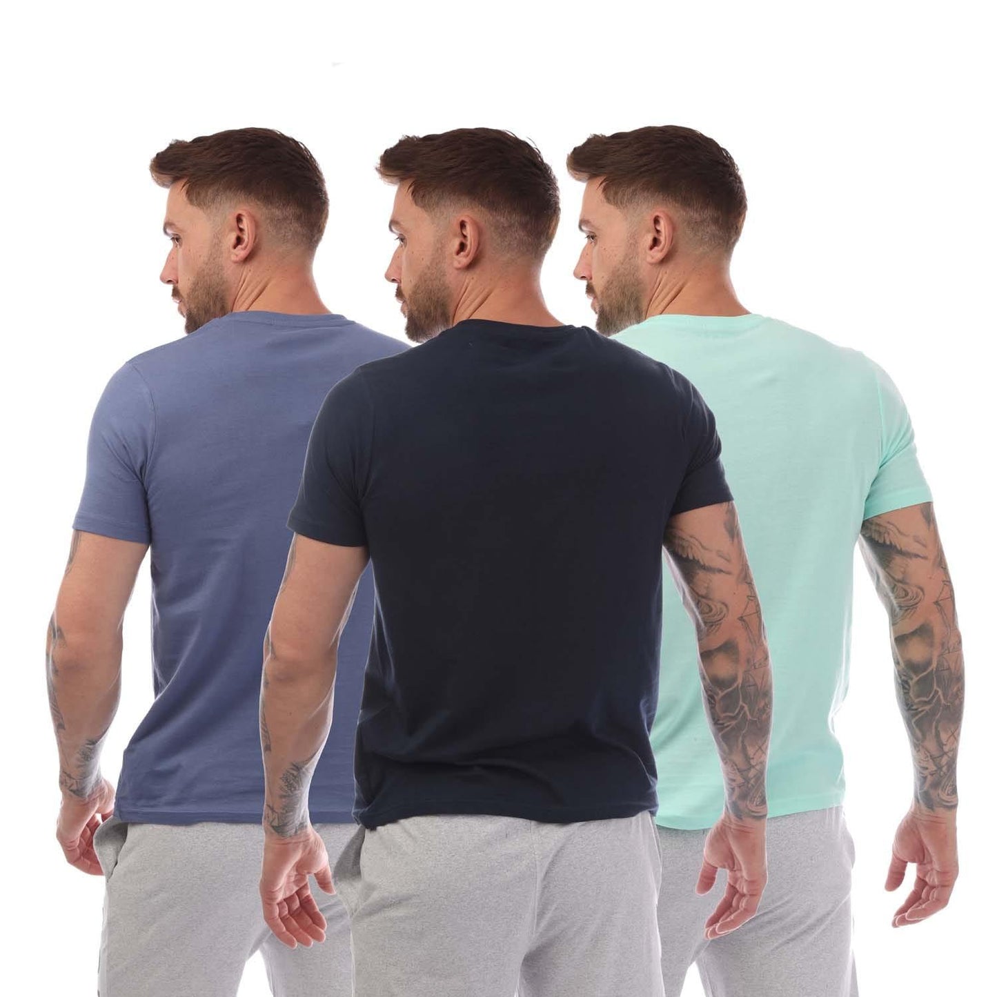Blue-Navy-Mint Green - Back - Nicce Mens Tordh T-Shirt (Pack of 3)