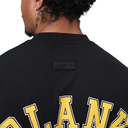 Black - Side - Blank Essentials Mens College Oversized T-Shirt