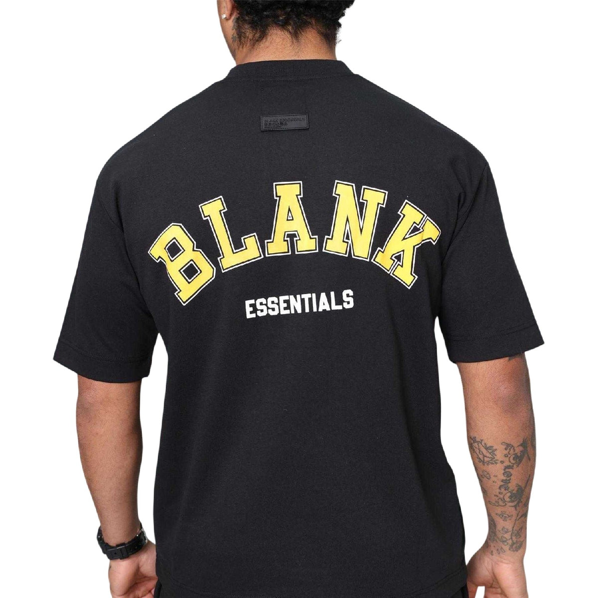 Black - Lifestyle - Blank Essentials Mens College Oversized T-Shirt