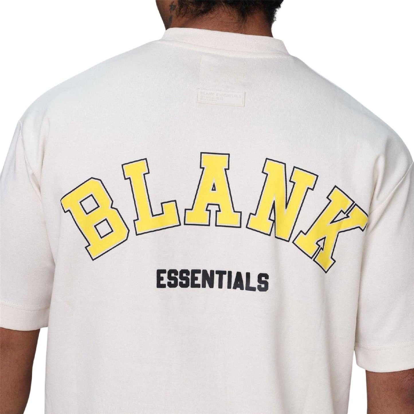 Bone - Side - Blank Essentials Mens College Oversized T-Shirt