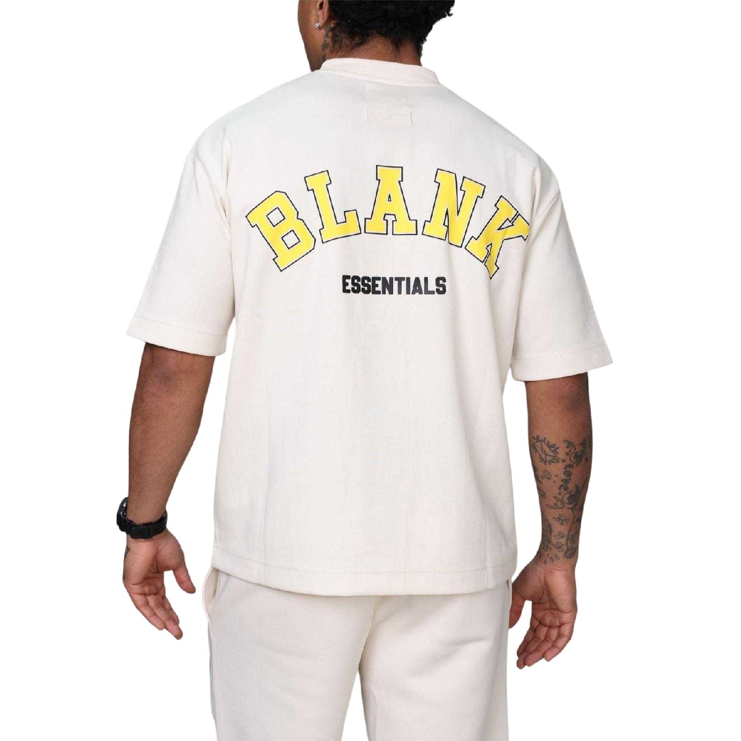 Bone - Lifestyle - Blank Essentials Mens College Oversized T-Shirt