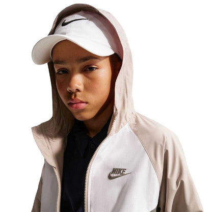 Stone-White - Side - Nike Childrens-Kids Windrunner Colour Block Zip Pocket Hooded Jacket