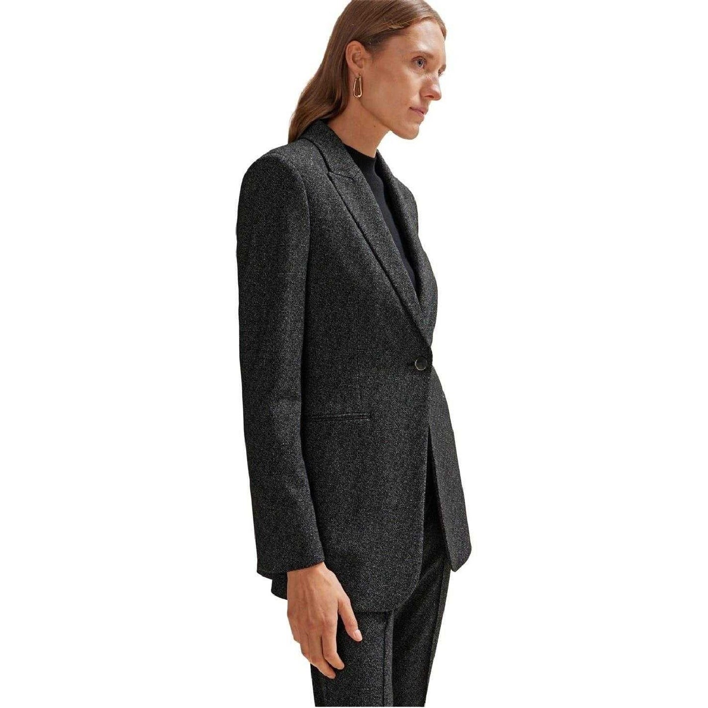 Black - Lifestyle - Boss Womens-Ladies Jubeka Speckle Regular Blazer