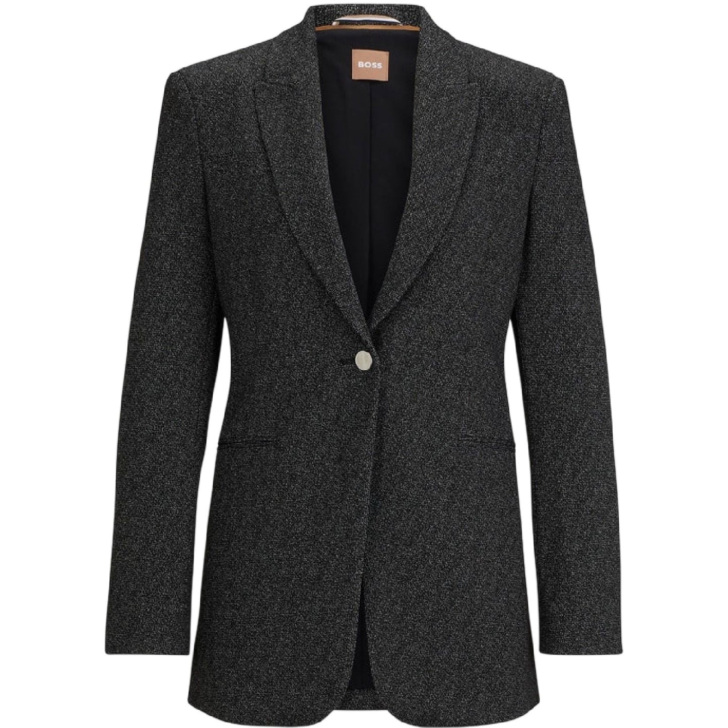 Black - Front - Boss Womens-Ladies Jubeka Speckle Regular Blazer