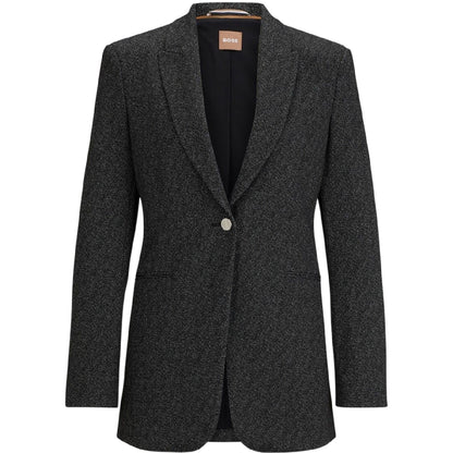 Black - Front - Boss Womens-Ladies Jubeka Speckle Regular Blazer