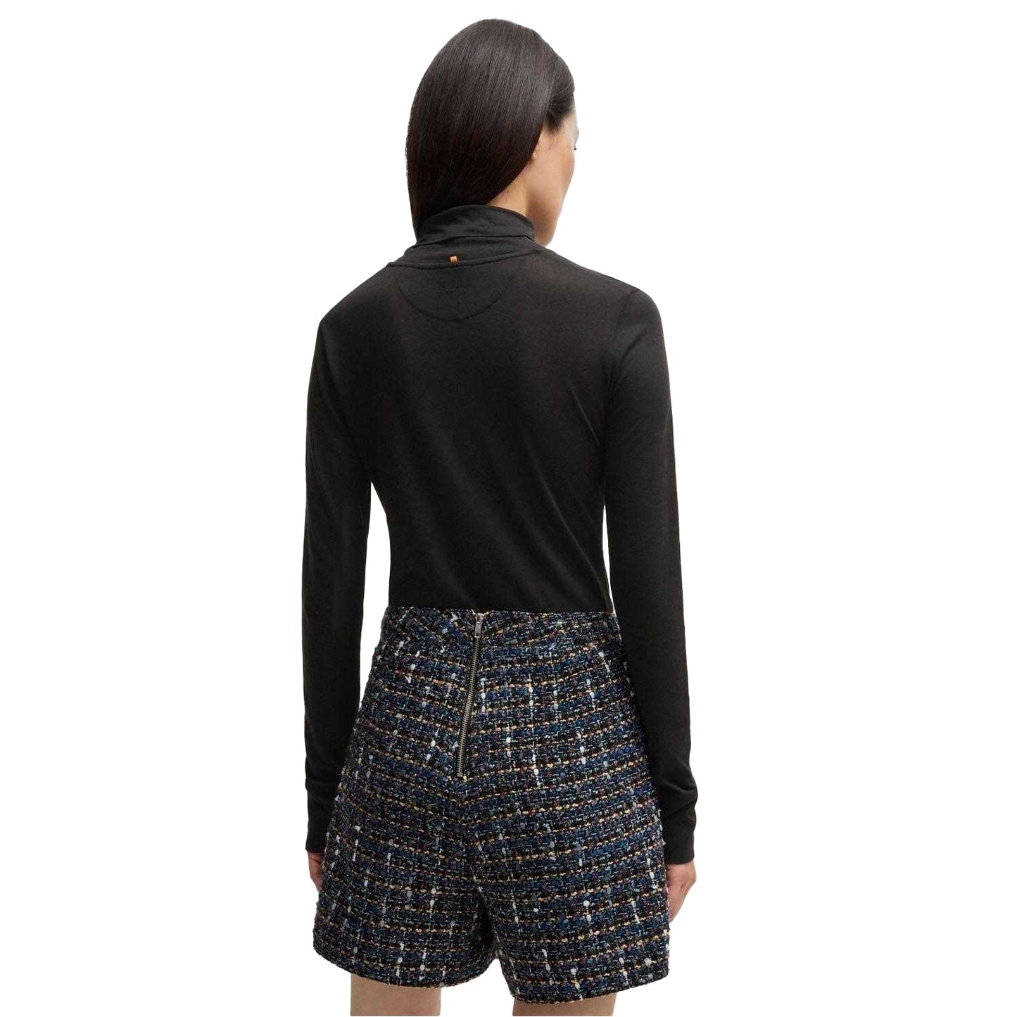 Black - Back - Boss Womens-Ladies C Emerie Roll Neck Slim Top