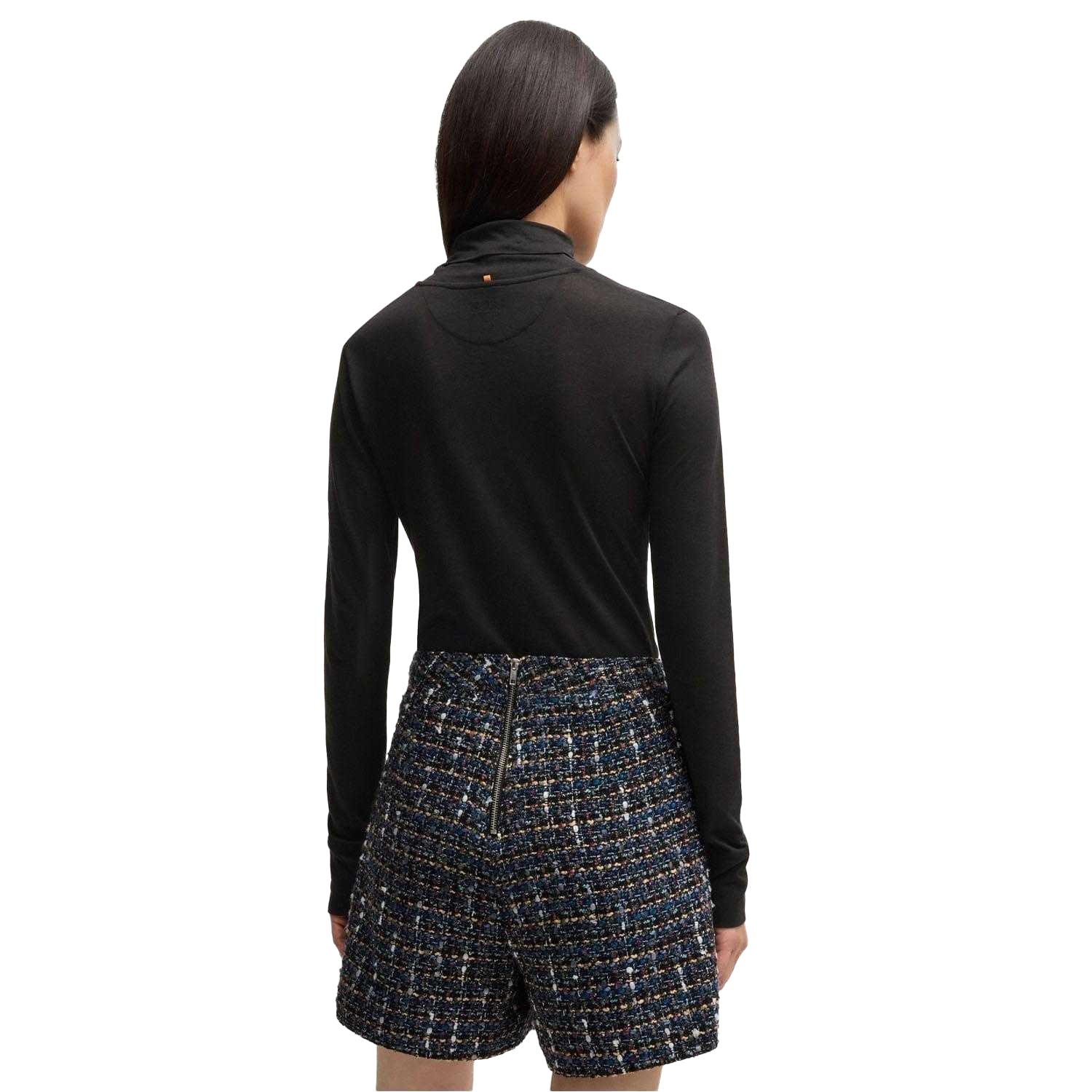 Black - Back - Boss Womens-Ladies C Emerie Roll Neck Slim Top