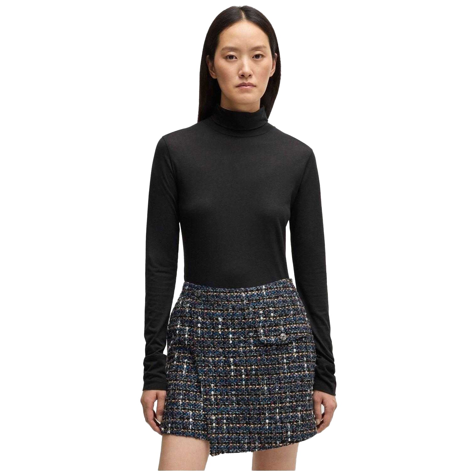Black - Lifestyle - Boss Womens-Ladies C Emerie Roll Neck Slim Top