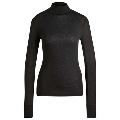 Black - Front - Boss Womens-Ladies C Emerie Roll Neck Slim Top
