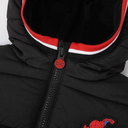 Black-Red - Side - Spider-Man Childrens-Kids Two Tone Puffer Jacket