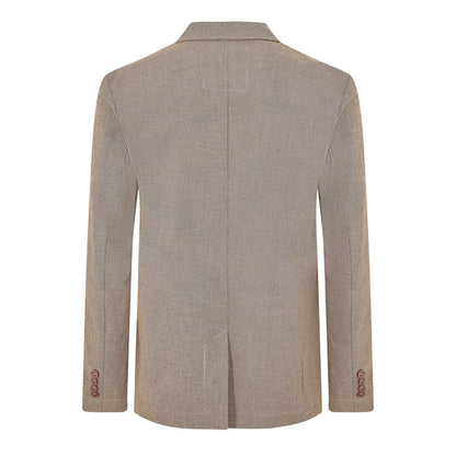 Light Grey - Back - Brave Soul Mens Checked Button Blazer