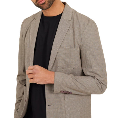 Light Grey - Side - Brave Soul Mens Checked Button Blazer