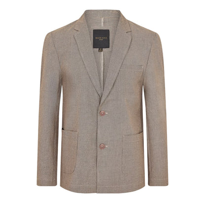 Light Grey - Front - Brave Soul Mens Checked Button Blazer