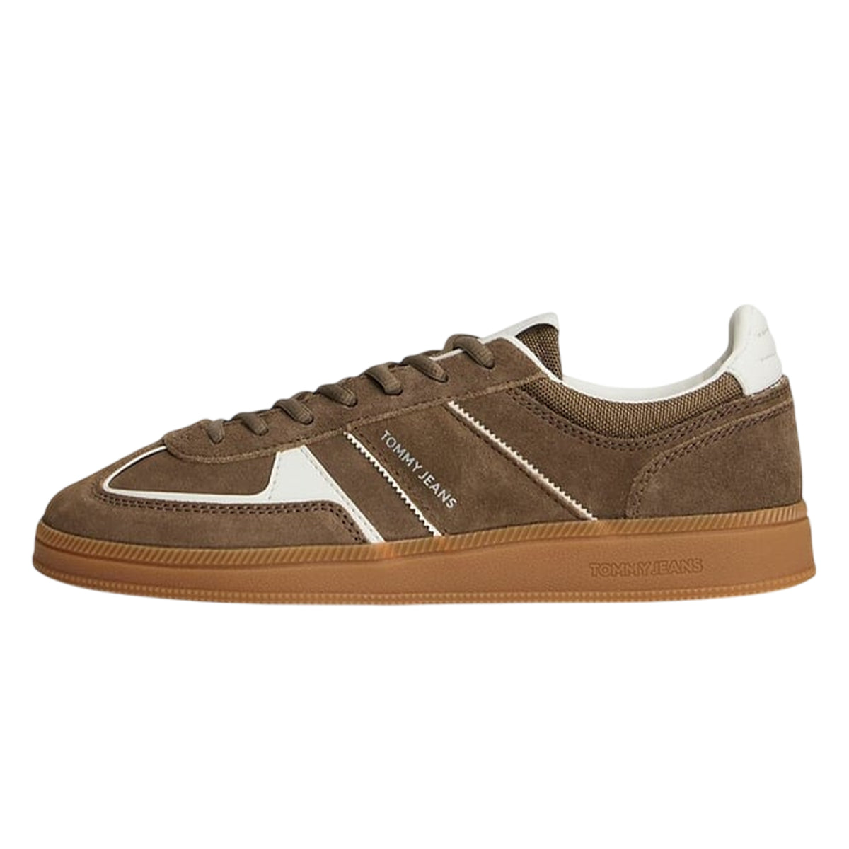 Brown - Side - Tommy Jeans Womens-Ladies Greenwich Suede Flat Trainers