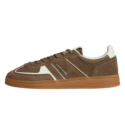 Brown - Side - Tommy Jeans Womens-Ladies Greenwich Suede Flat Trainers