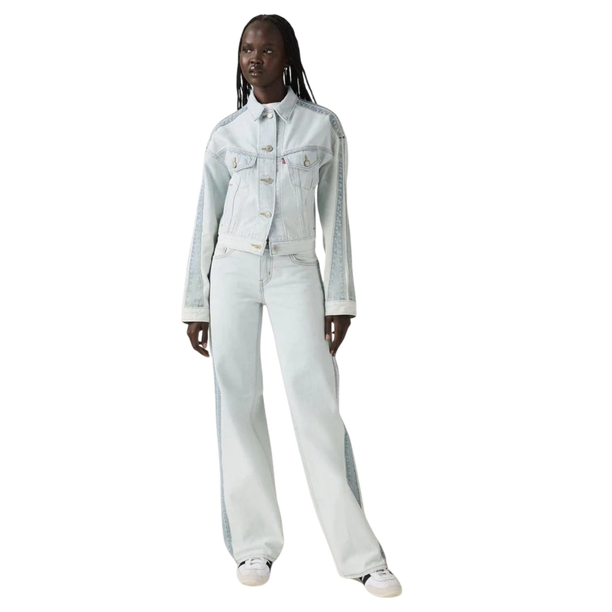 Stripe Hype - Lifestyle - Levis Womens-Ladies Side Stripe Low Rise Wide Leg Jeans