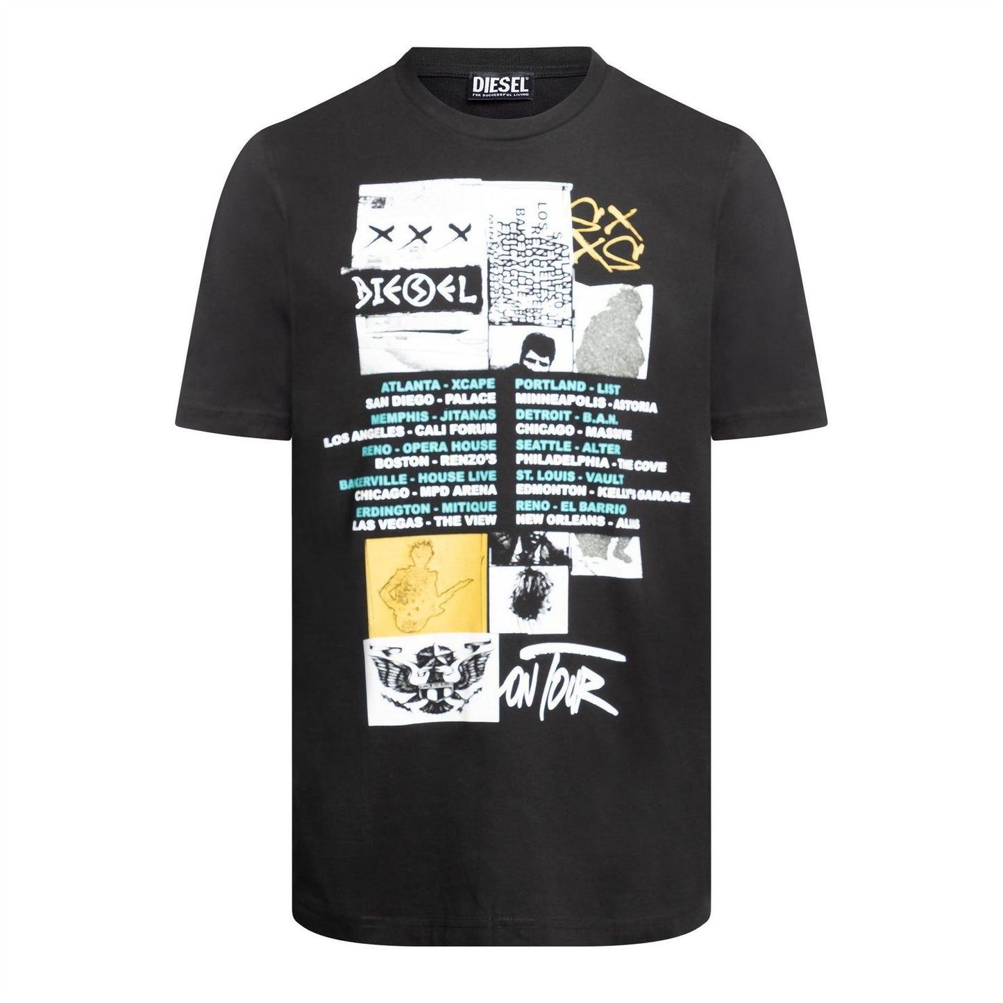 Caviar - Front - Diesel Mens Just Rock Graphic Print Regular T-Shirt