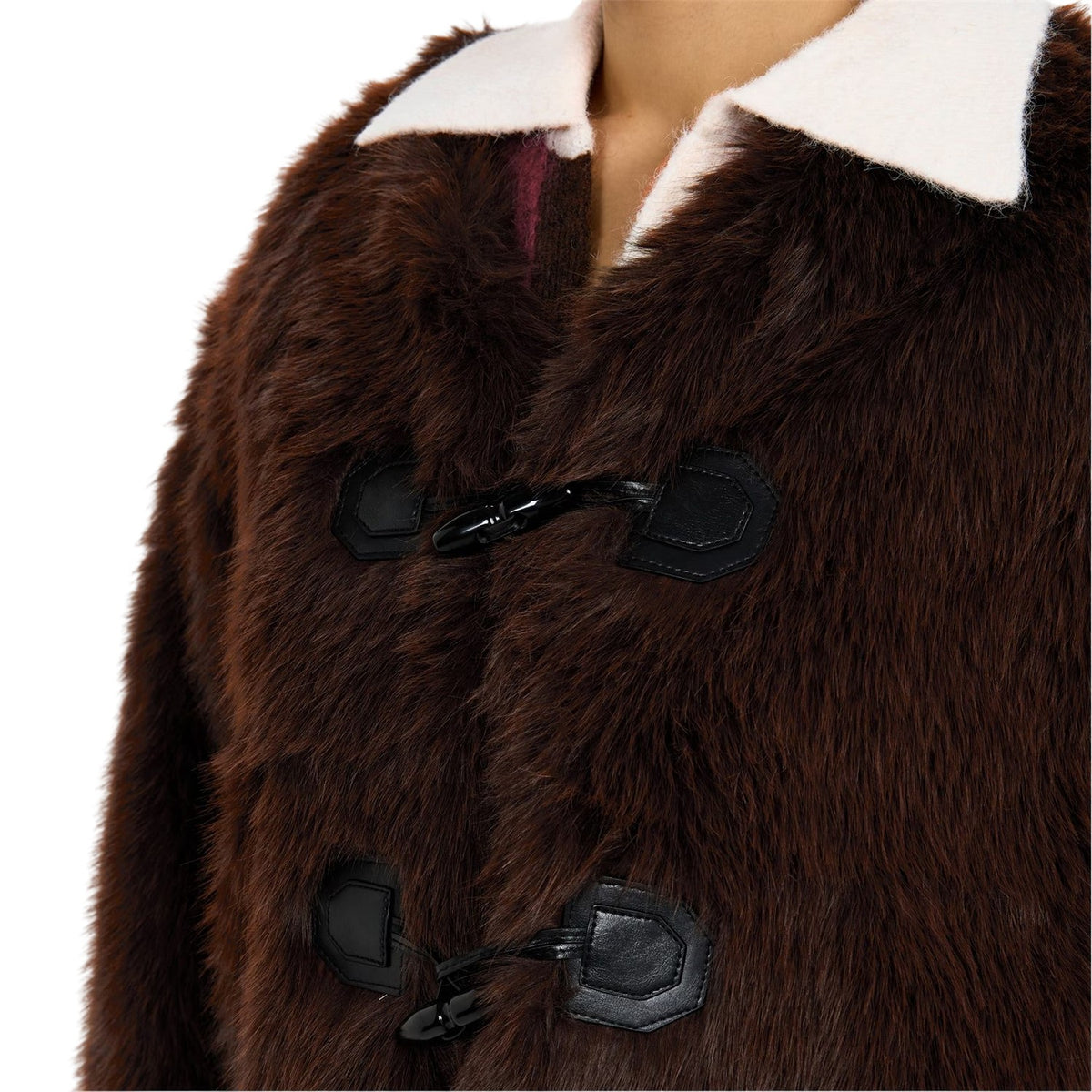 Brown - Side - 4th & Reckless Womens-Ladies Jackie Faux Fur Jacket