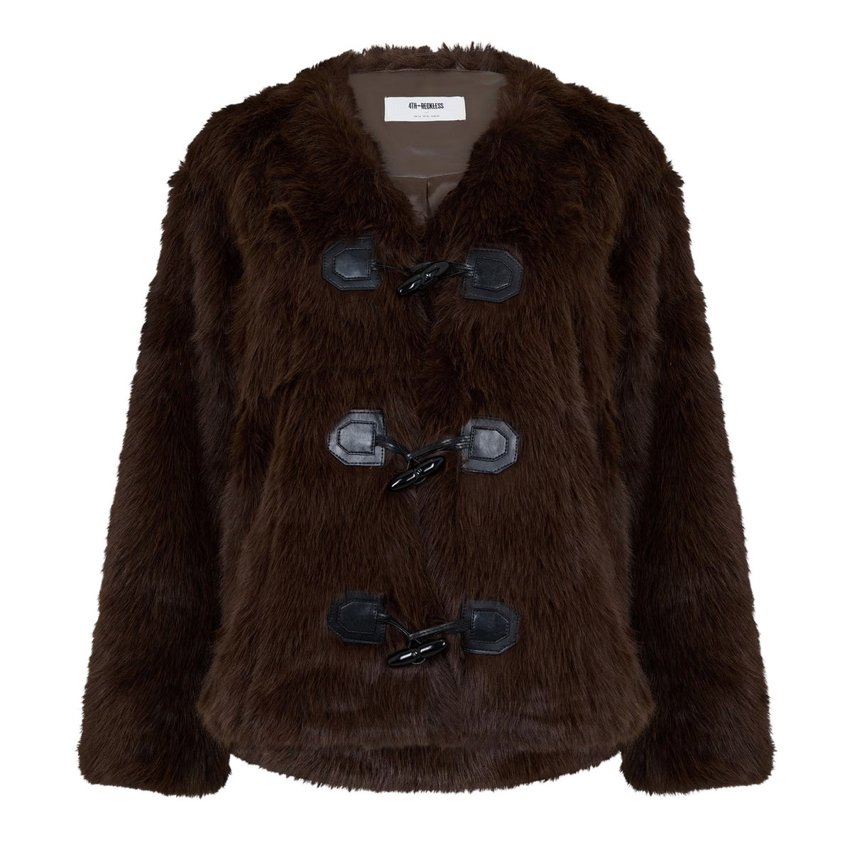 Brown - Front - 4th & Reckless Womens-Ladies Jackie Faux Fur Jacket