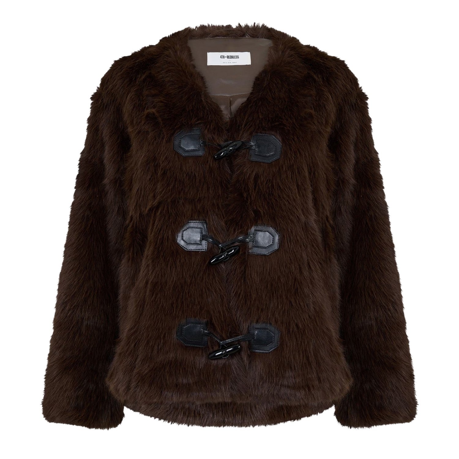 Brown - Front - 4th & Reckless Womens-Ladies Jackie Faux Fur Jacket