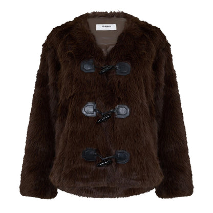 Brown - Front - 4th & Reckless Womens-Ladies Jackie Faux Fur Jacket