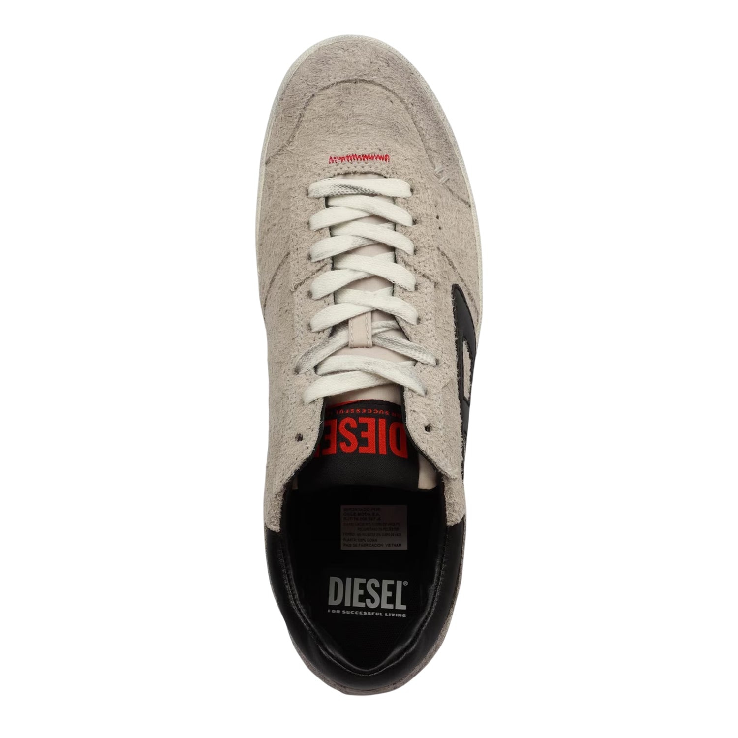 Antique White - Side - Diesel Mens S-Leroji Leather Trainers