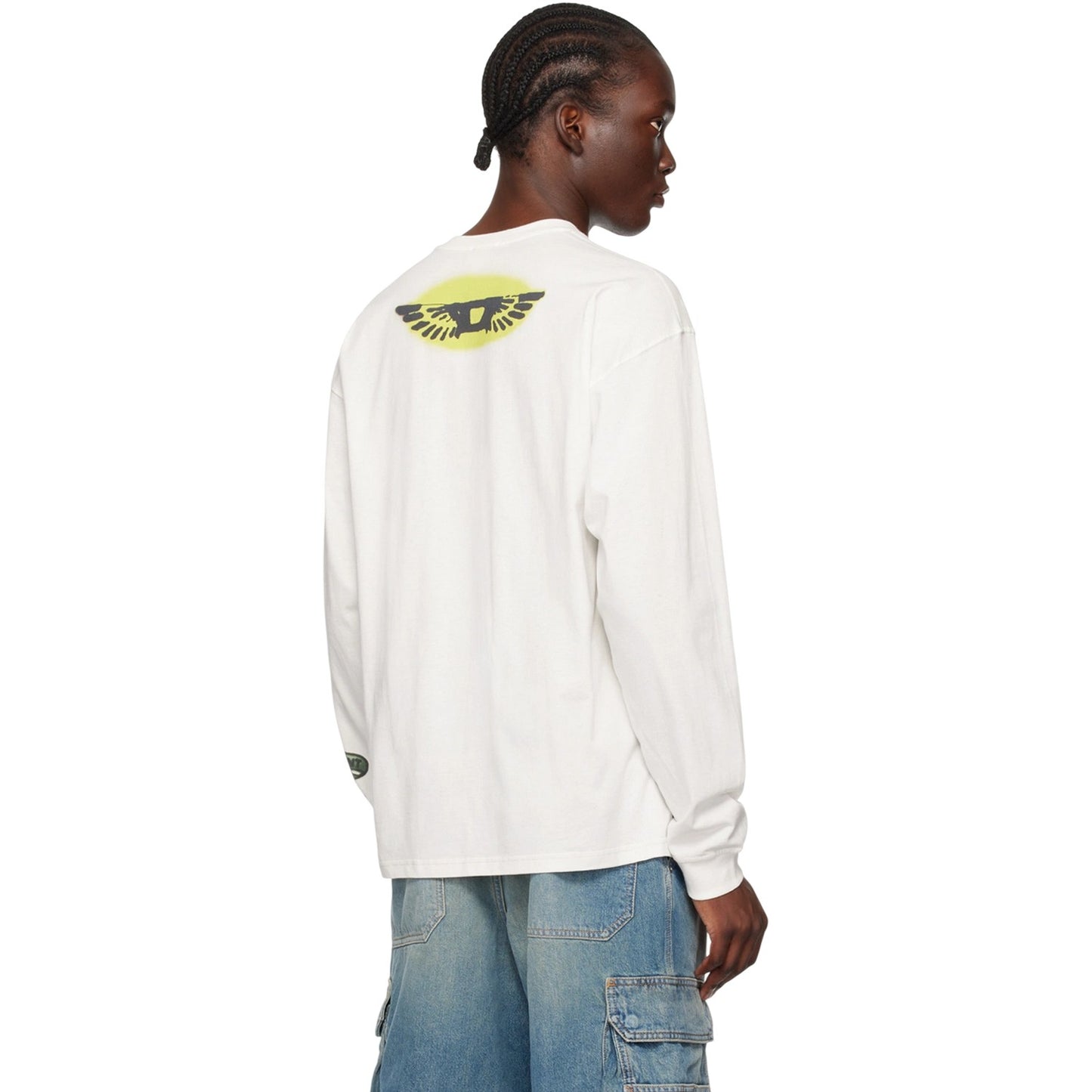 Off White - Side - Diesel Mens T-Boxt Long-Sleeved T-Shirt
