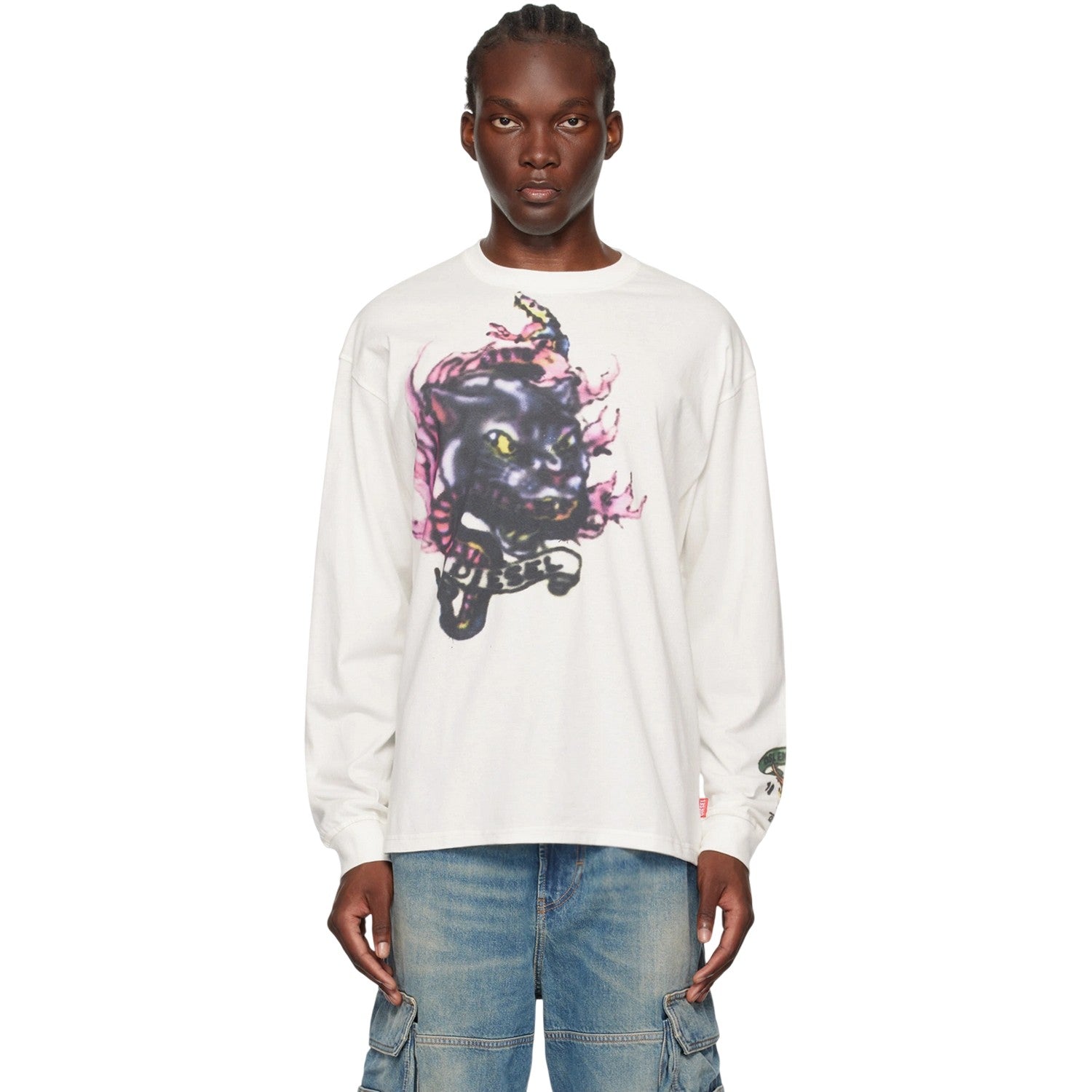 Off White - Lifestyle - Diesel Mens T-Boxt Long-Sleeved T-Shirt