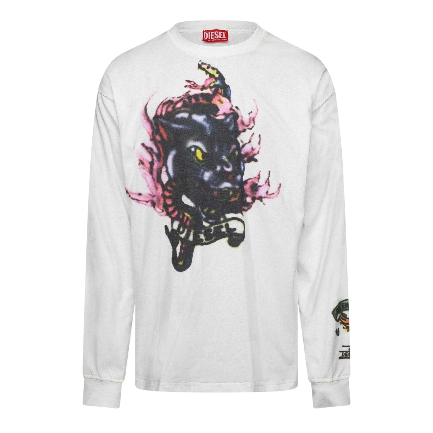 Off White - Front - Diesel Mens T-Boxt Long-Sleeved T-Shirt