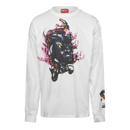 Off White - Front - Diesel Mens T-Boxt Long-Sleeved T-Shirt