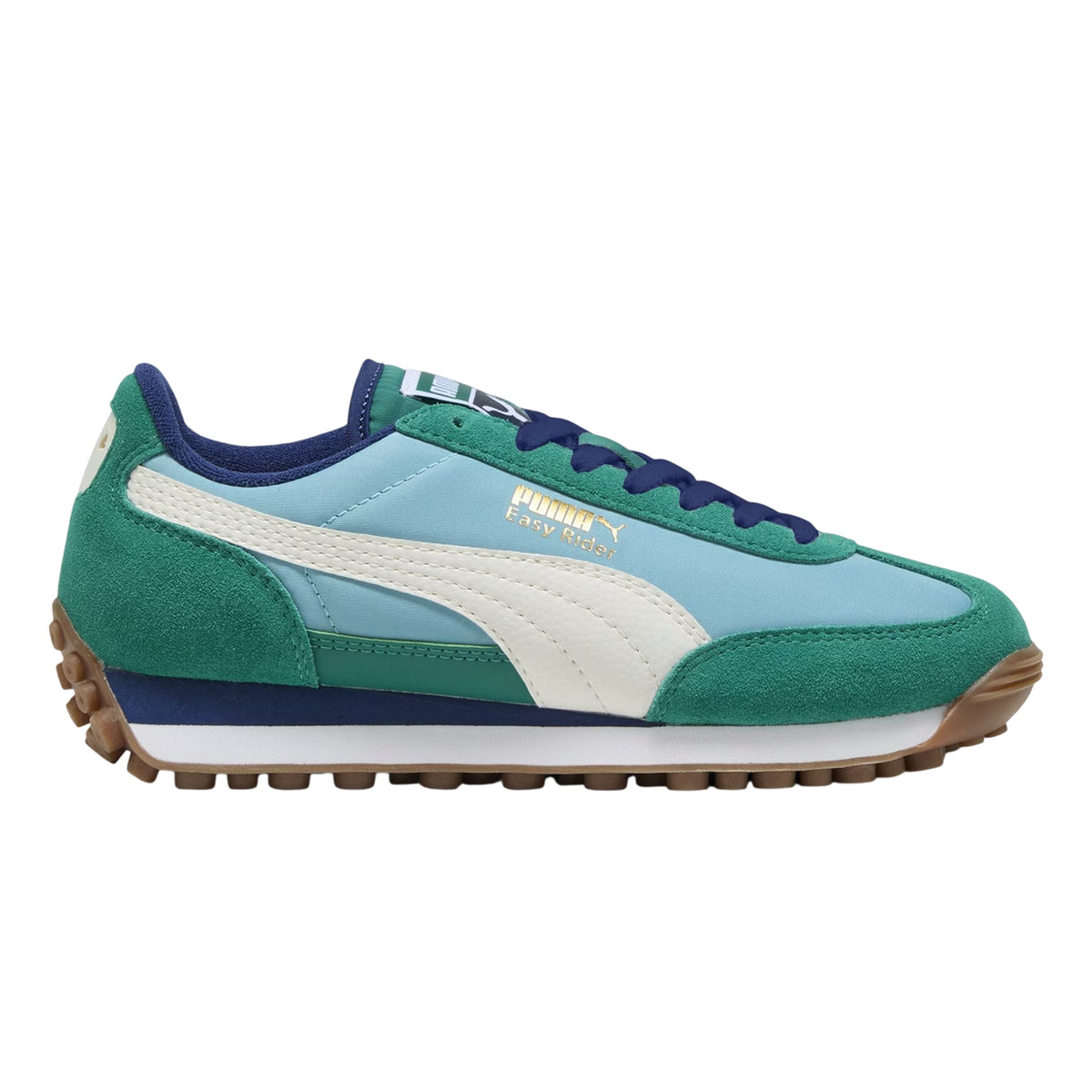 Aqua-Vaporous Grey - Front - Puma Childrens-Kids Easy Rider Suede Trainers
