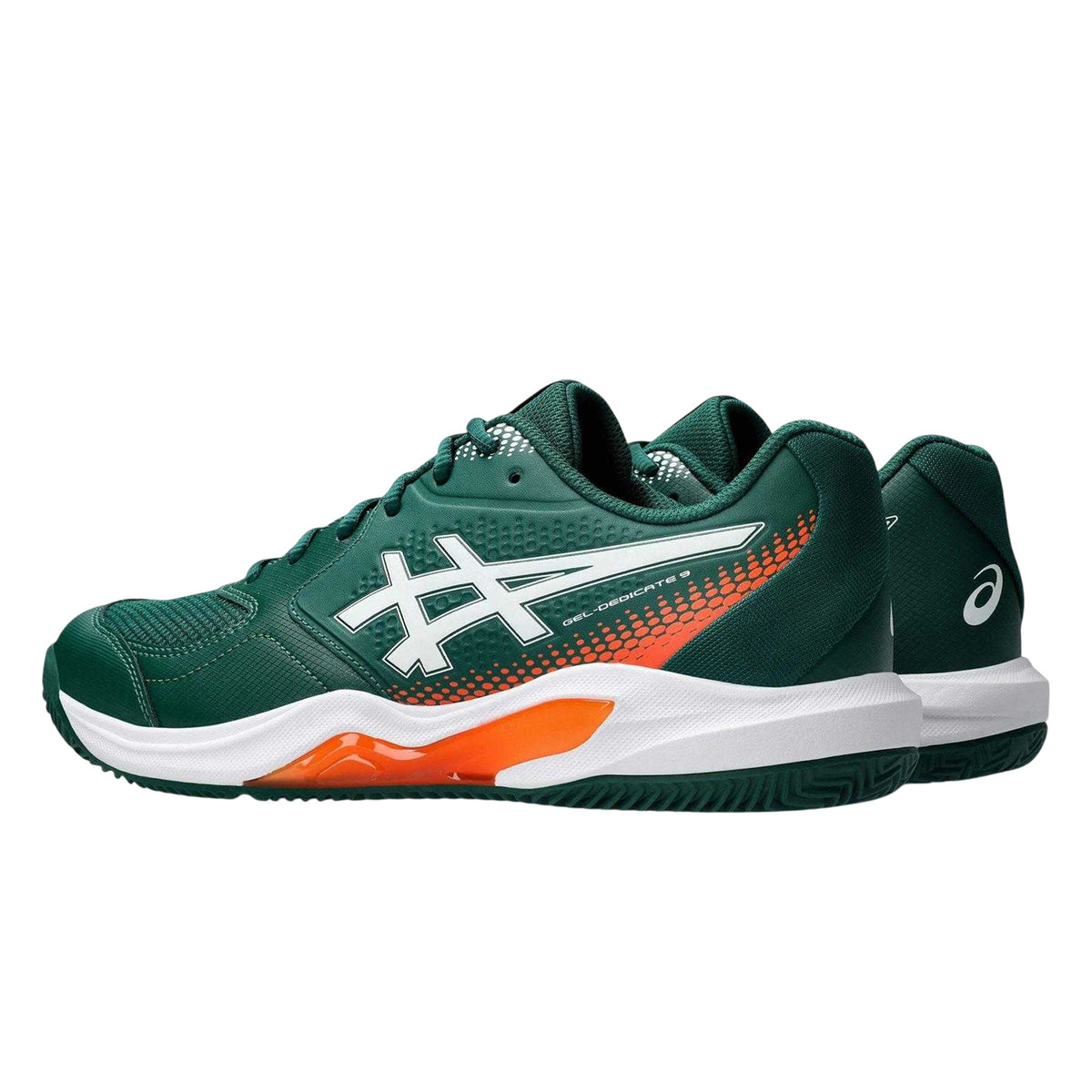 Green - Back - Asics Mens Dedicate 9 Leather Trainers