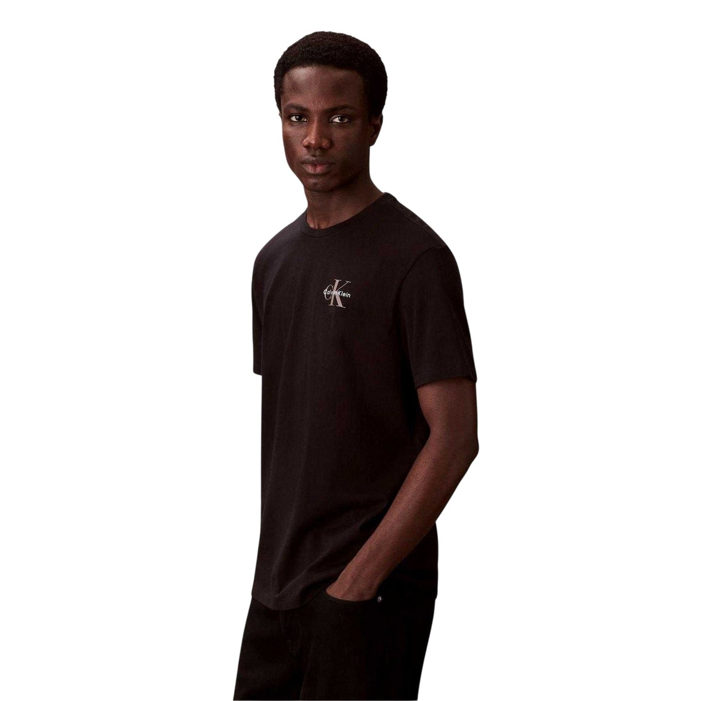 Black - Side - Calvin Klein Mens Micro Logo T-Shirt