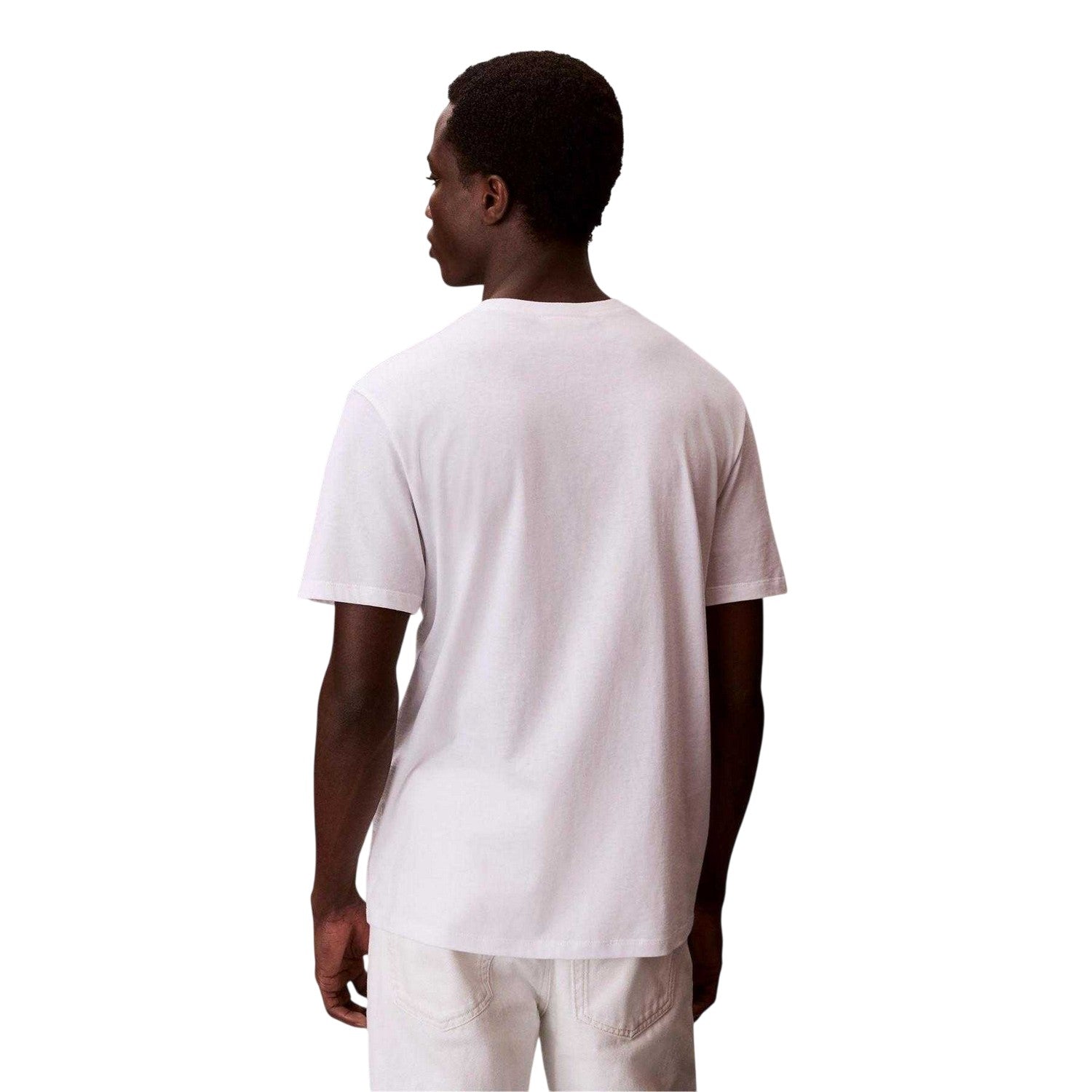 Bright White - Back - Calvin Klein Mens Micro Logo T-Shirt