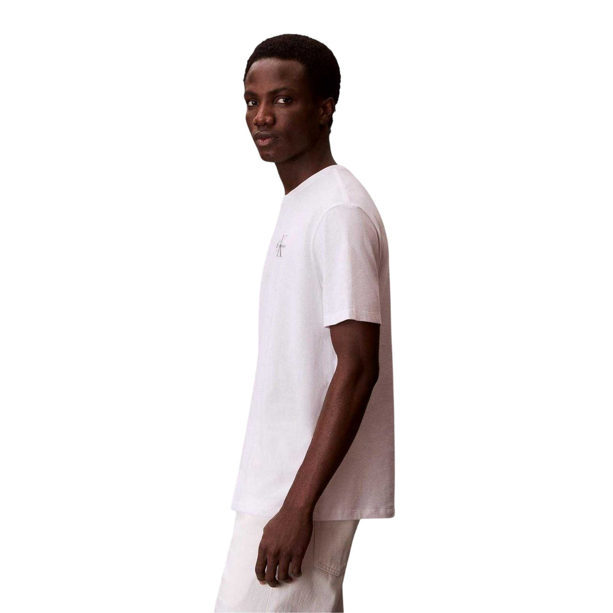 Bright White - Side - Calvin Klein Mens Micro Logo T-Shirt