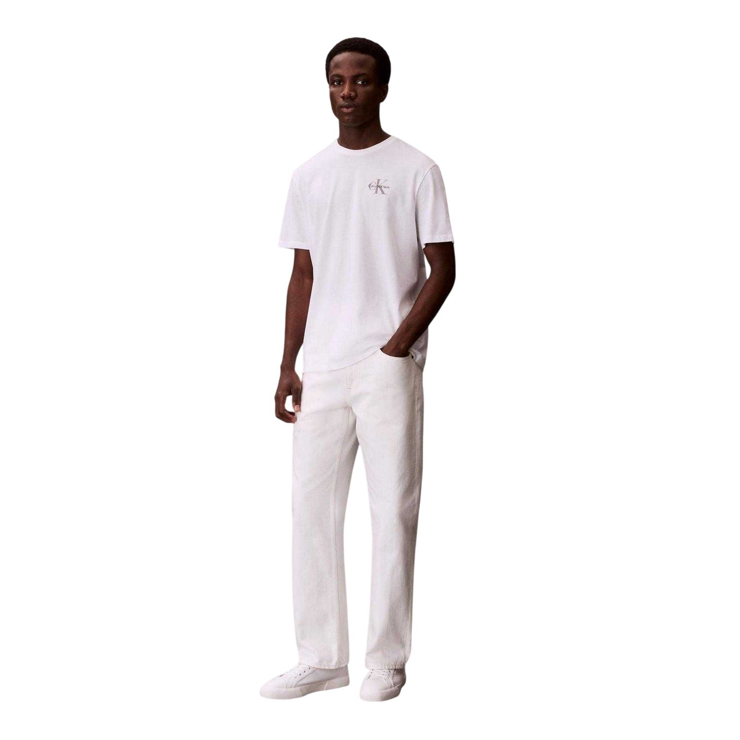 Bright White - Lifestyle - Calvin Klein Mens Micro Logo T-Shirt