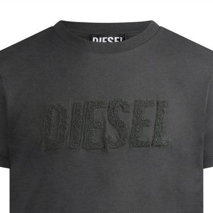 Grey - Side - Diesel Mens T Diegor Big Logo T-Shirt